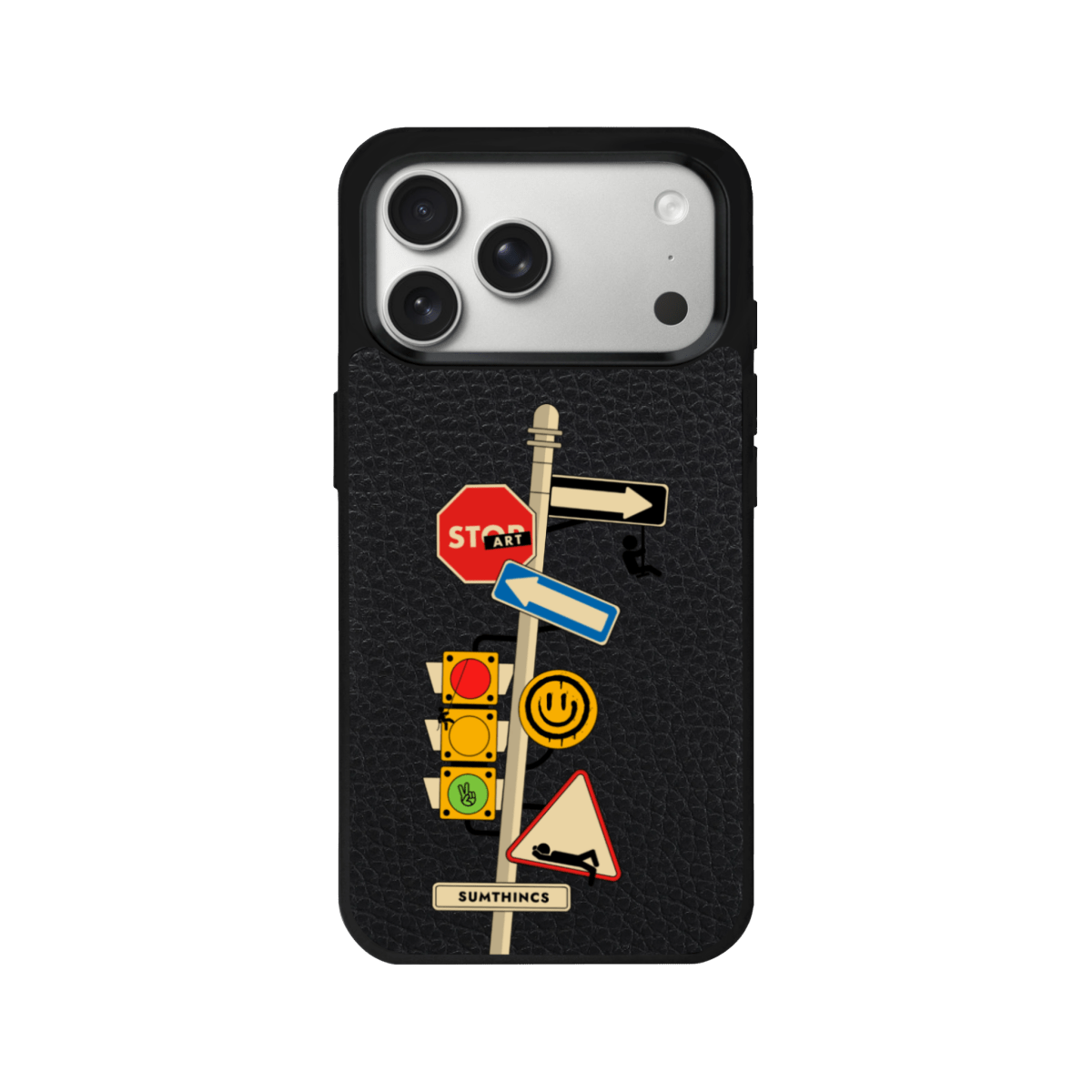 iPhone 17 Pro Crossroad Leather Vegan Deri Telefon Kılıfı Siyah - SUMTHINCS