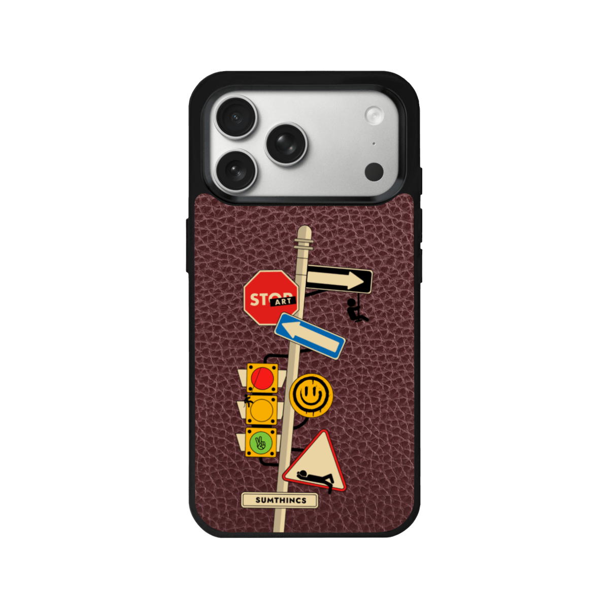 iPhone 17 Pro Crossroad Leather Vegan Deri Telefon Kılıfı Bordo - SUMTHINCS