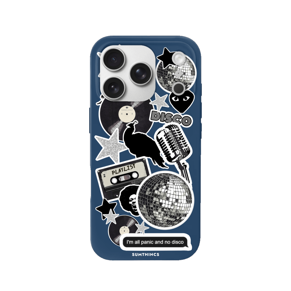 iPhone 17 Pro Disco Stickers Premium Telefon Kılıfı Pasifik Mavi - SUMTHINCS