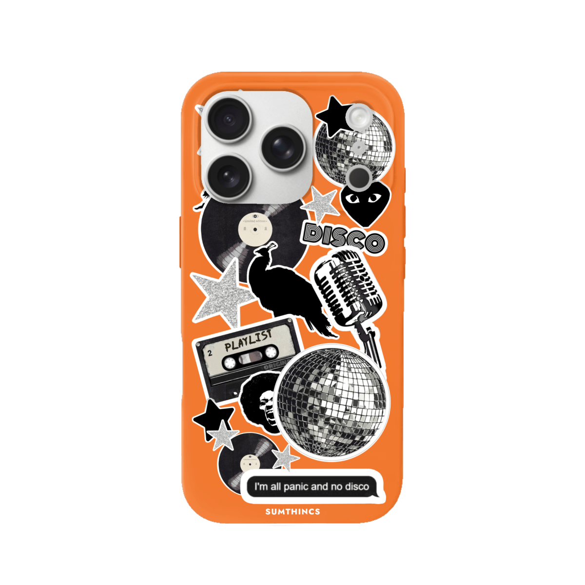 iPhone 17 Pro Disco Stickers Premium Telefon Kılıfı Turuncu - SUMTHINCS