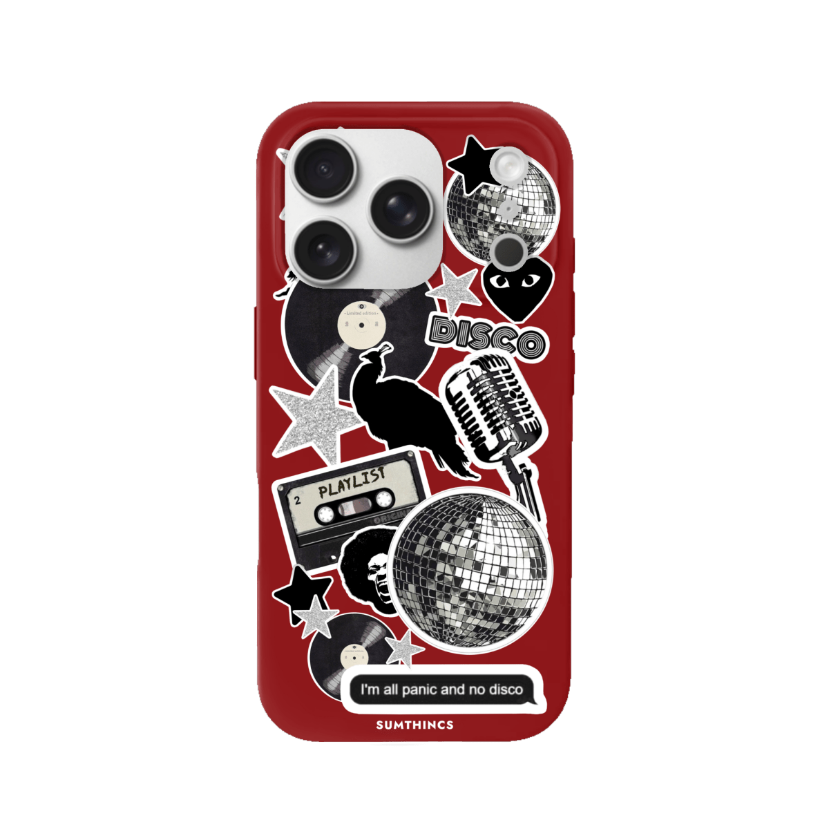 iPhone 17 Pro Disco Stickers Premium Telefon Kılıfı Kırmızı - SUMTHINCS