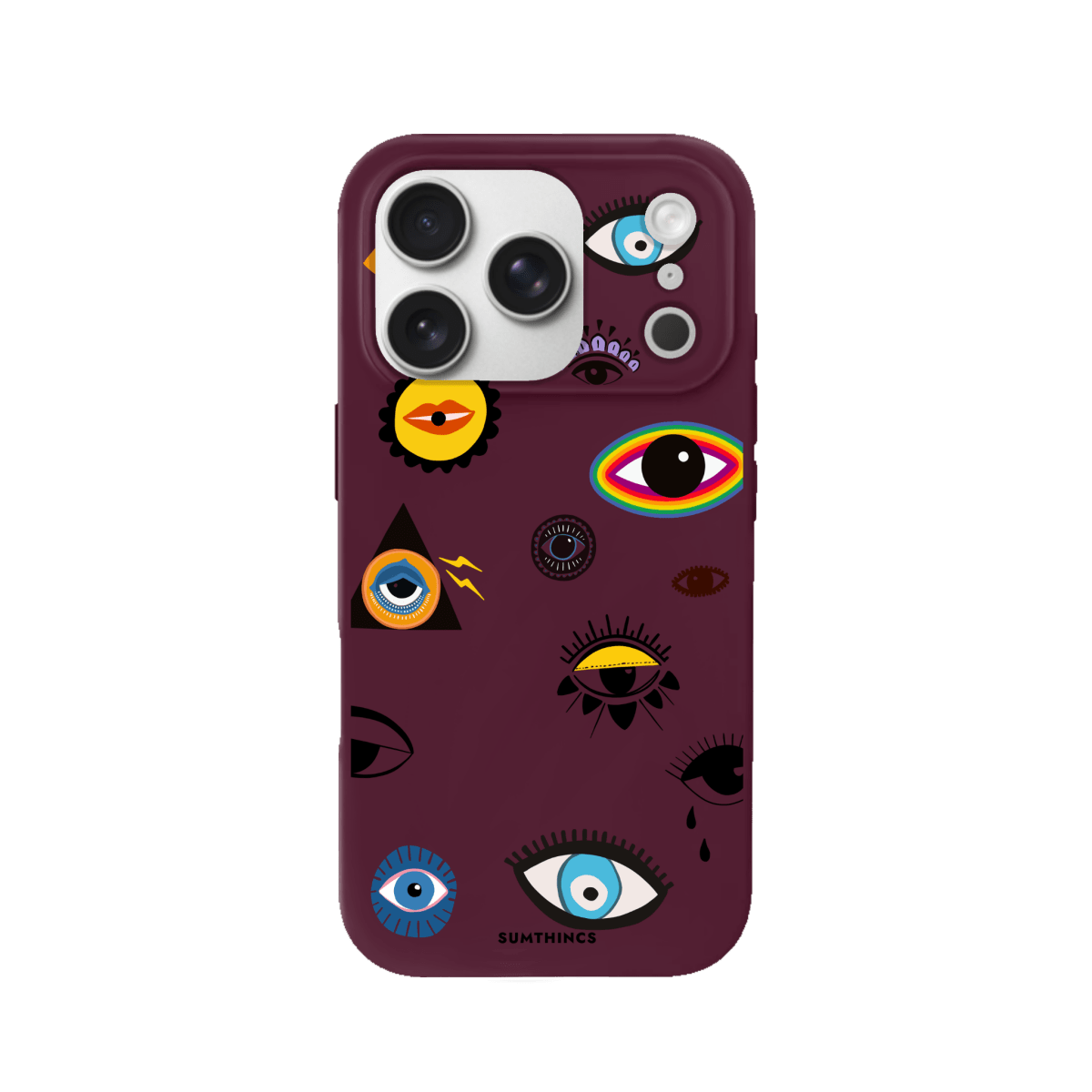 iPhone 17 Pro Eye Stickers Premium Telefon Kılıfı Bordo - SUMTHINCS