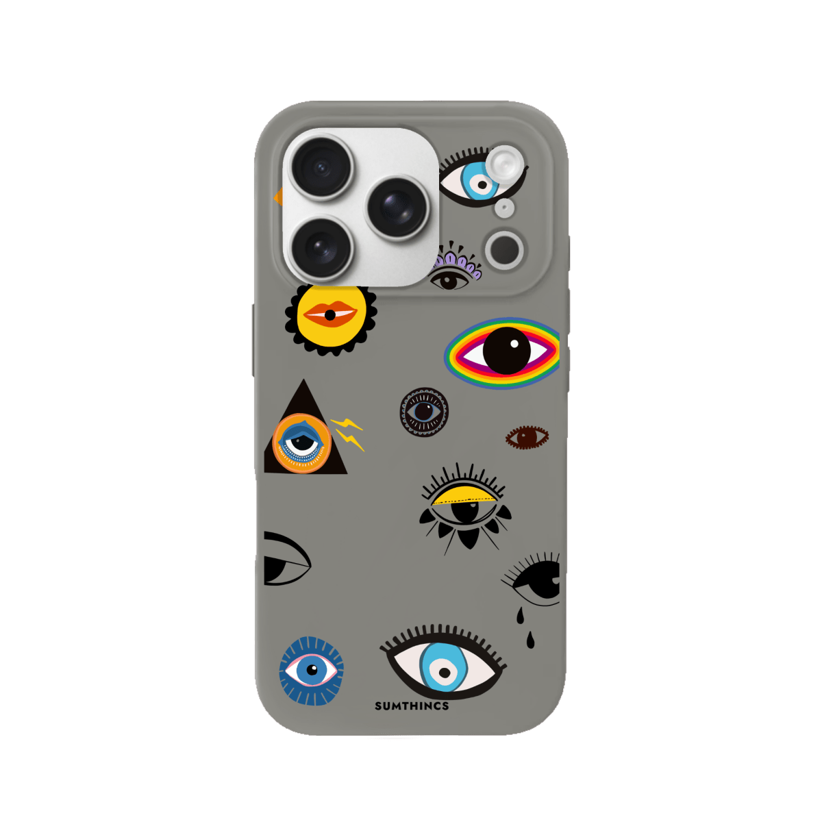 iPhone 17 Pro Eye Stickers Premium Telefon Kılıfı Gri - SUMTHINCS