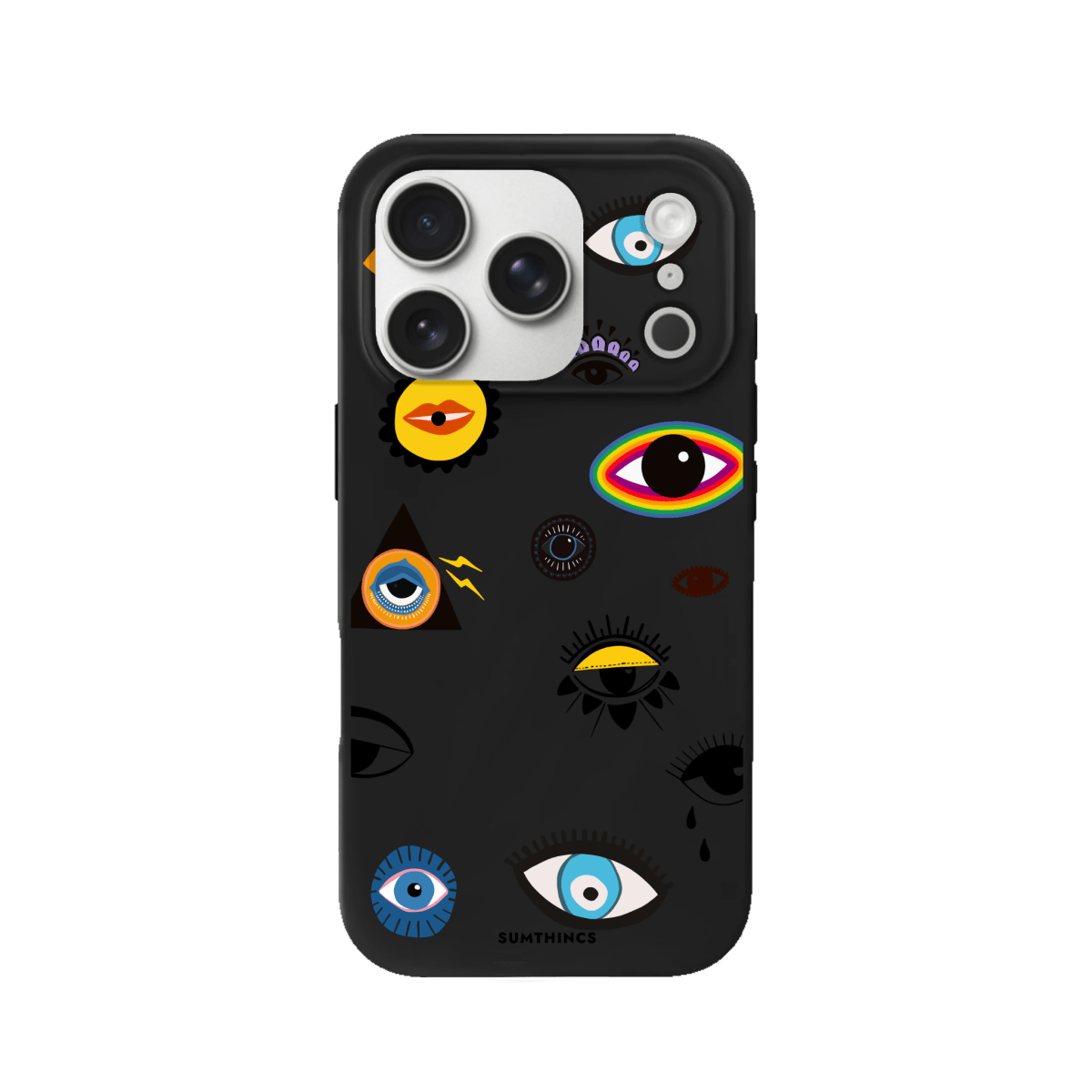 iPhone 17 Pro Eye Stickers Premium Telefon Kılıfı Siyah - SUMTHINCS