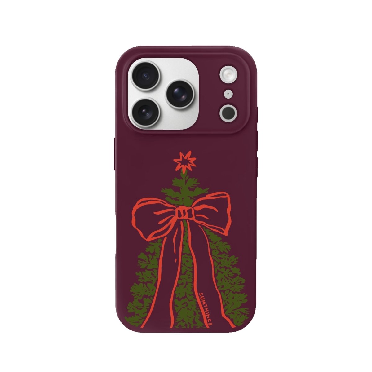 iPhone 17 Pro Festive Ribbon Premium Telefon Kılıfı Bordo - SUMTHINCS
