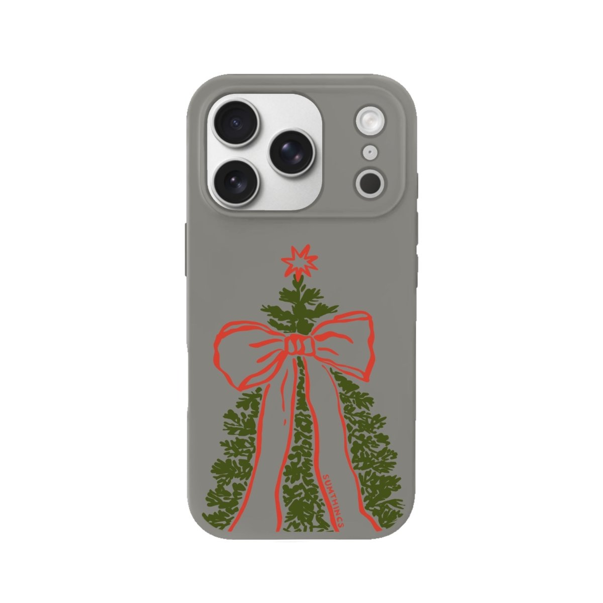 iPhone 17 Pro Festive Ribbon Premium Telefon Kılıfı Gri - SUMTHINCS