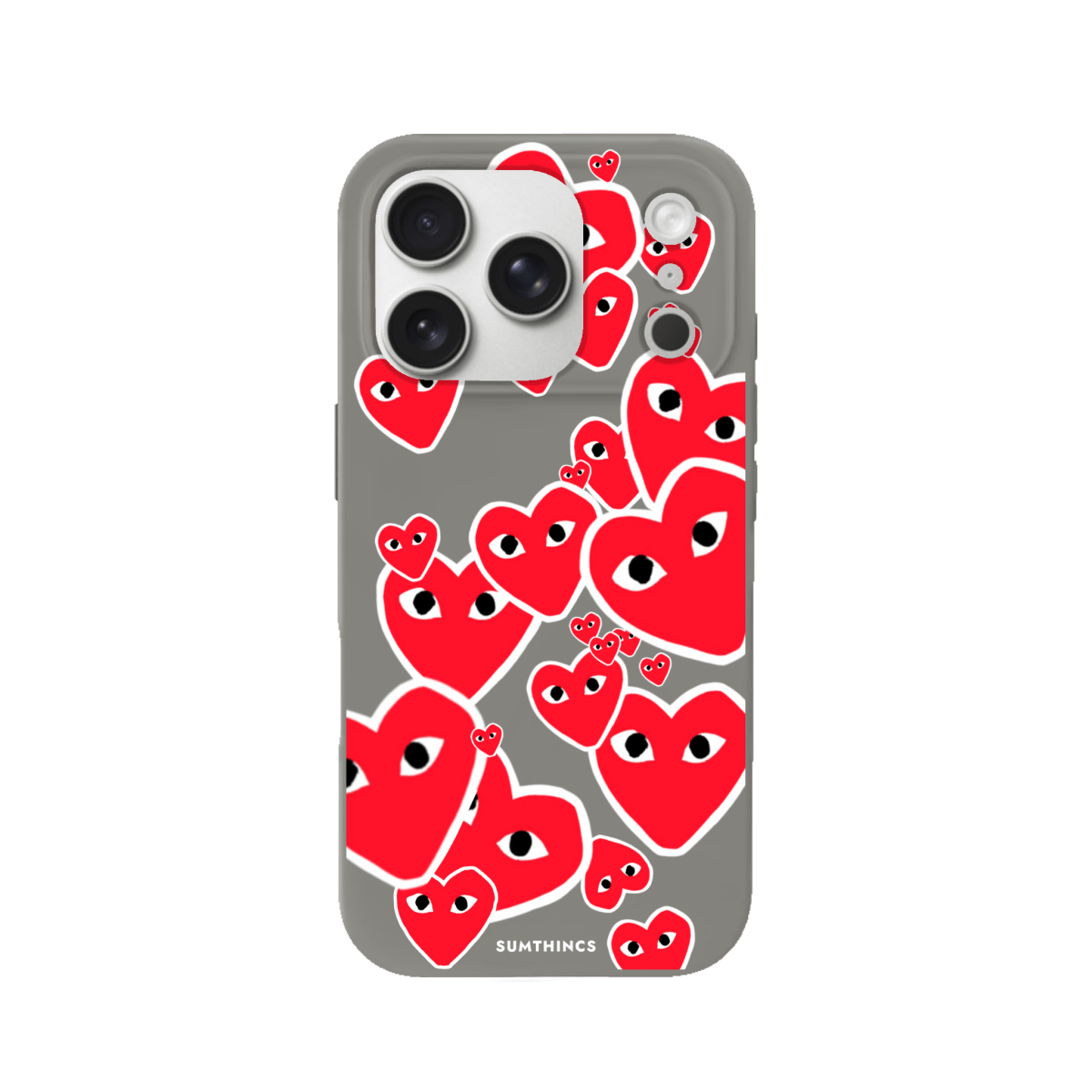 iPhone 17 Pro Hearts Premium Telefon Kılıfı Gri - SUMTHINCS