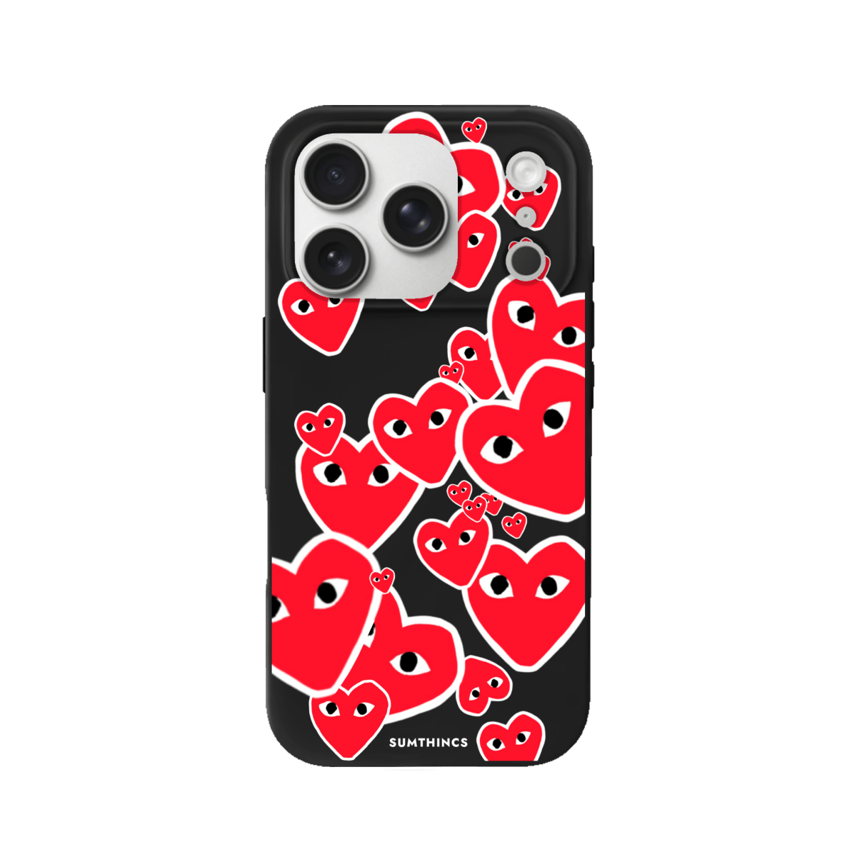 iPhone 17 Pro Hearts Premium Telefon Kılıfı Siyah - SUMTHINCS