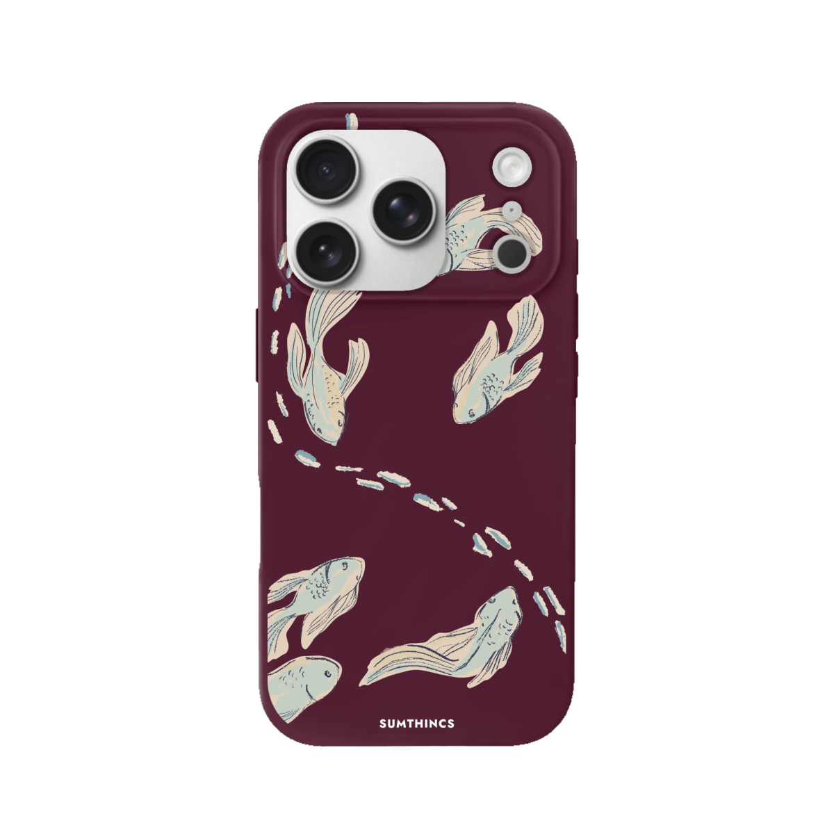 iPhone 17 Pro Koi Fish Premium Telefon Kılıfı Bordo - SUMTHINCS