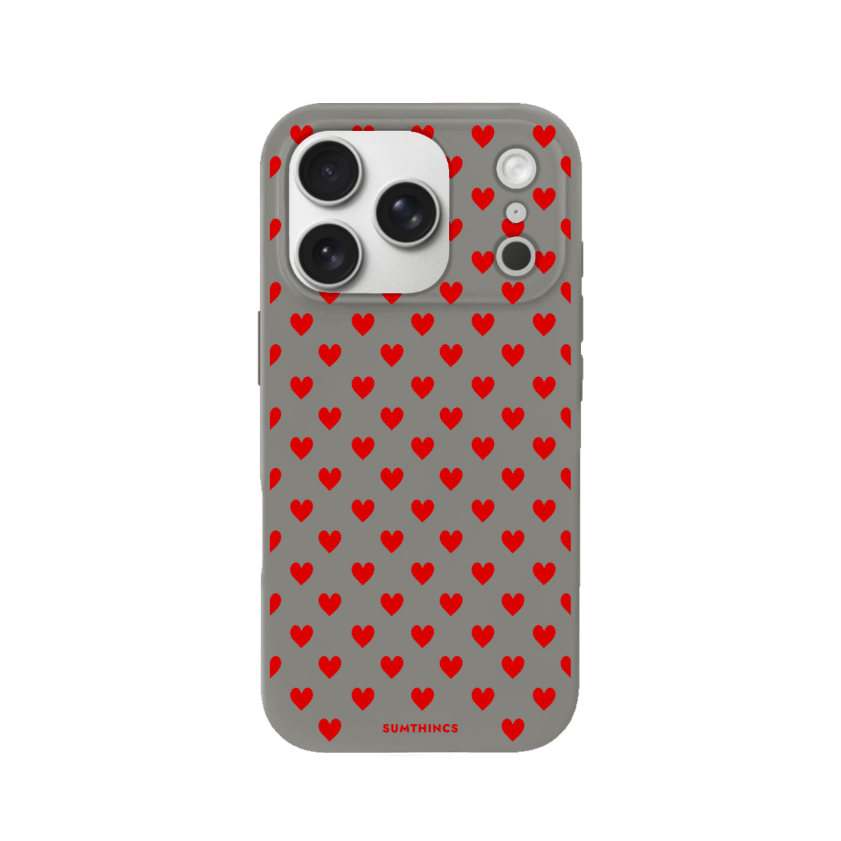 iPhone 17 Pro Little Hearts Premium Telefon Kılıfı Gri - SUMTHINCS