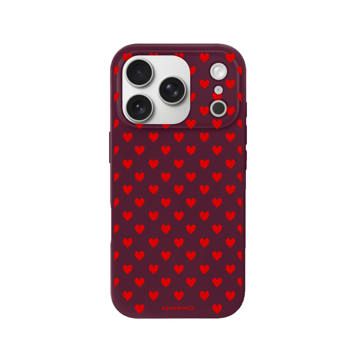 iPhone 17 Pro Little Hearts Premium Telefon Kılıfı Bordo - SUMTHINCS