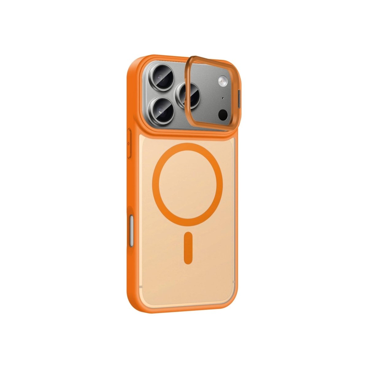 iPhone 17 Pro MagSafe Metal Kamera Standlı Silikon PC Kılıf Turuncu - SUMTHINCS