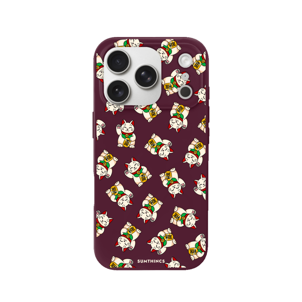 iPhone 17 Pro Maneki Neko Premium Telefon Kılıfı Bordo - SUMTHINCS