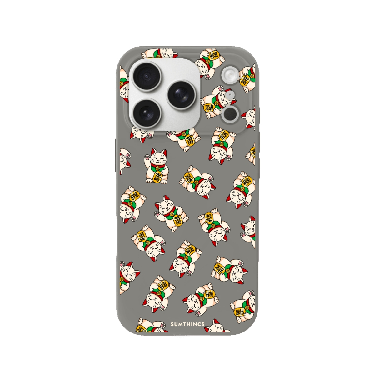 iPhone 17 Pro Maneki Neko Premium Telefon Kılıfı Gri - SUMTHINCS