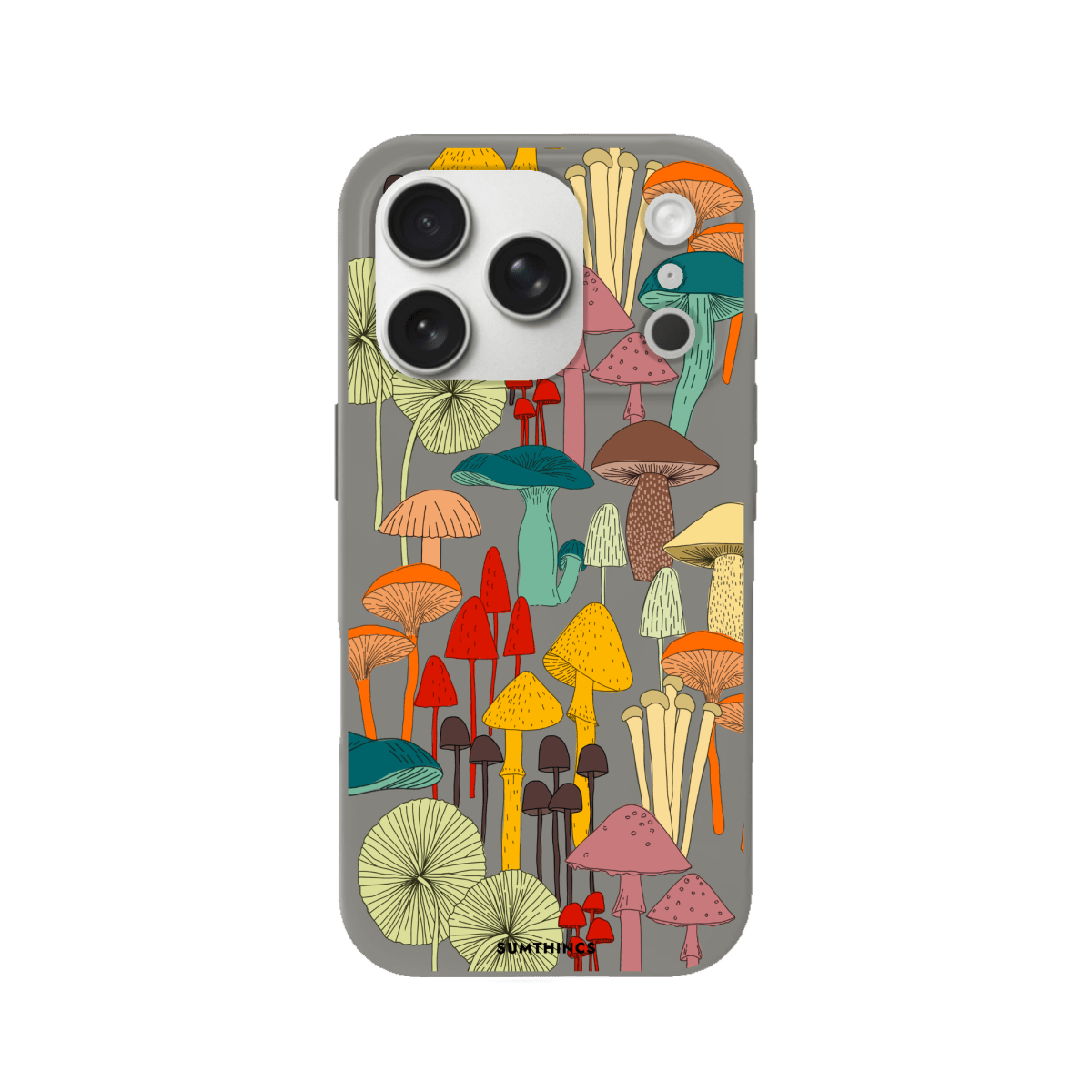 iPhone 17 Pro Mushrooms Premium Telefon Kılıfı Gri - SUMTHINCS