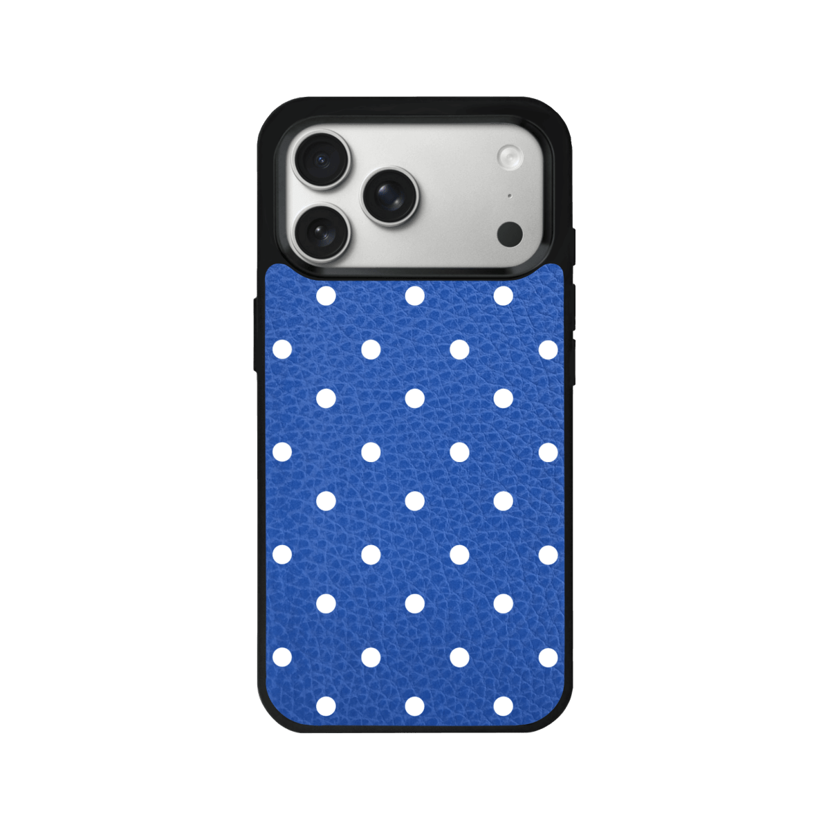 iPhone 17 Pro Polka Dot Leather Deri Telefon Kılıfı Mavi - SUMTHINCS