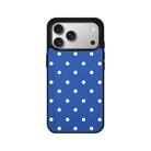 iPhone 17 Pro Polka Dot Leather Deri Telefon Kılıfı Mavi - SUMTHINCS