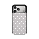 iPhone 17 Pro Polka Dot Leather Deri Telefon Kılıfı Gri - SUMTHINCS
