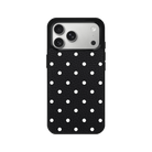 iPhone 17 Pro Polka Dot Leather Deri Telefon Kılıfı Siyah - SUMTHINCS