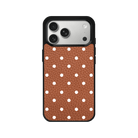 iPhone 17 Pro Polka Dot Leather Deri Telefon Kılıfı Kahverengi - SUMTHINCS