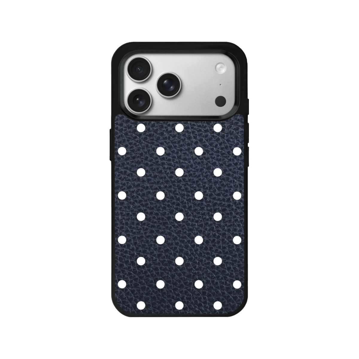 iPhone 17 Pro Polka Dot Leather Deri Telefon Kılıfı Pasifik Mavi - SUMTHINCS