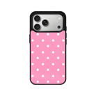 iPhone 17 Pro Polka Dot Leather Deri Telefon Kılıfı Pembe - SUMTHINCS