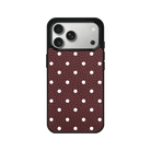 iPhone 17 Pro Polka Dot Leather Deri Telefon Kılıfı Bordo - SUMTHINCS