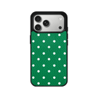 iPhone 17 Pro Polka Dot Leather Deri Telefon Kılıfı Yeşil - SUMTHINCS