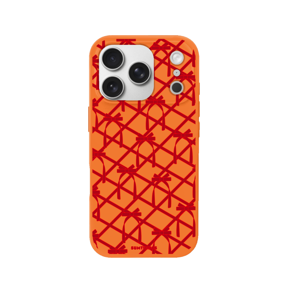 iPhone 17 Pro Ribbon Grid Premium Telefon Kılıfı Turuncu - SUMTHINCS