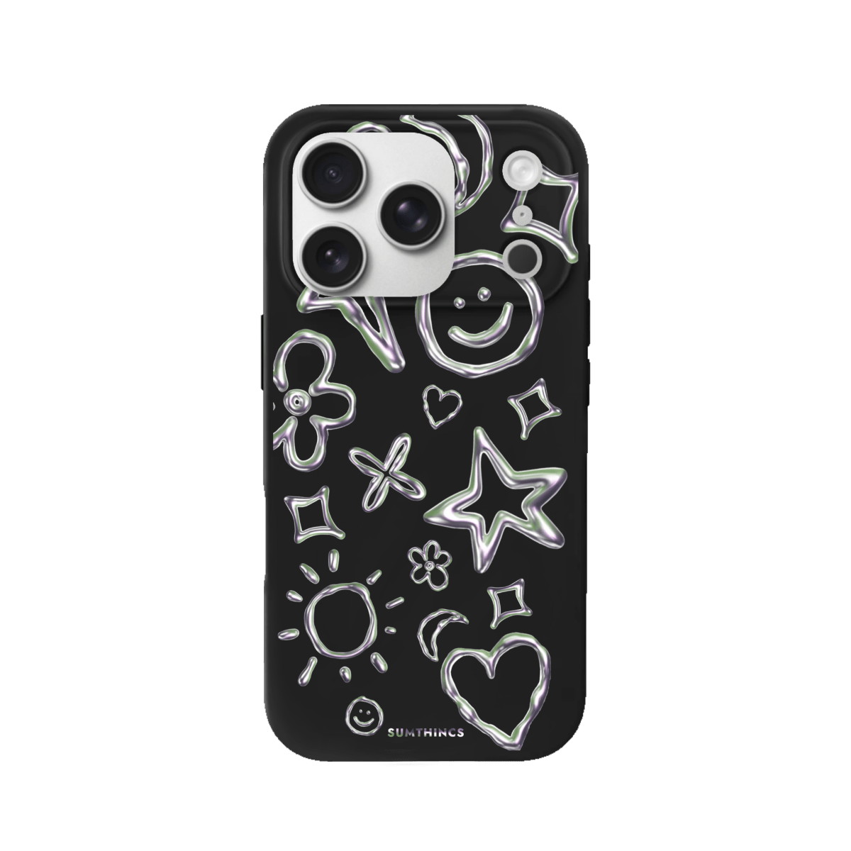 iPhone 17 Pro Silver Doodles Premium Telefon Kılıfı Siyah - SUMTHINCS