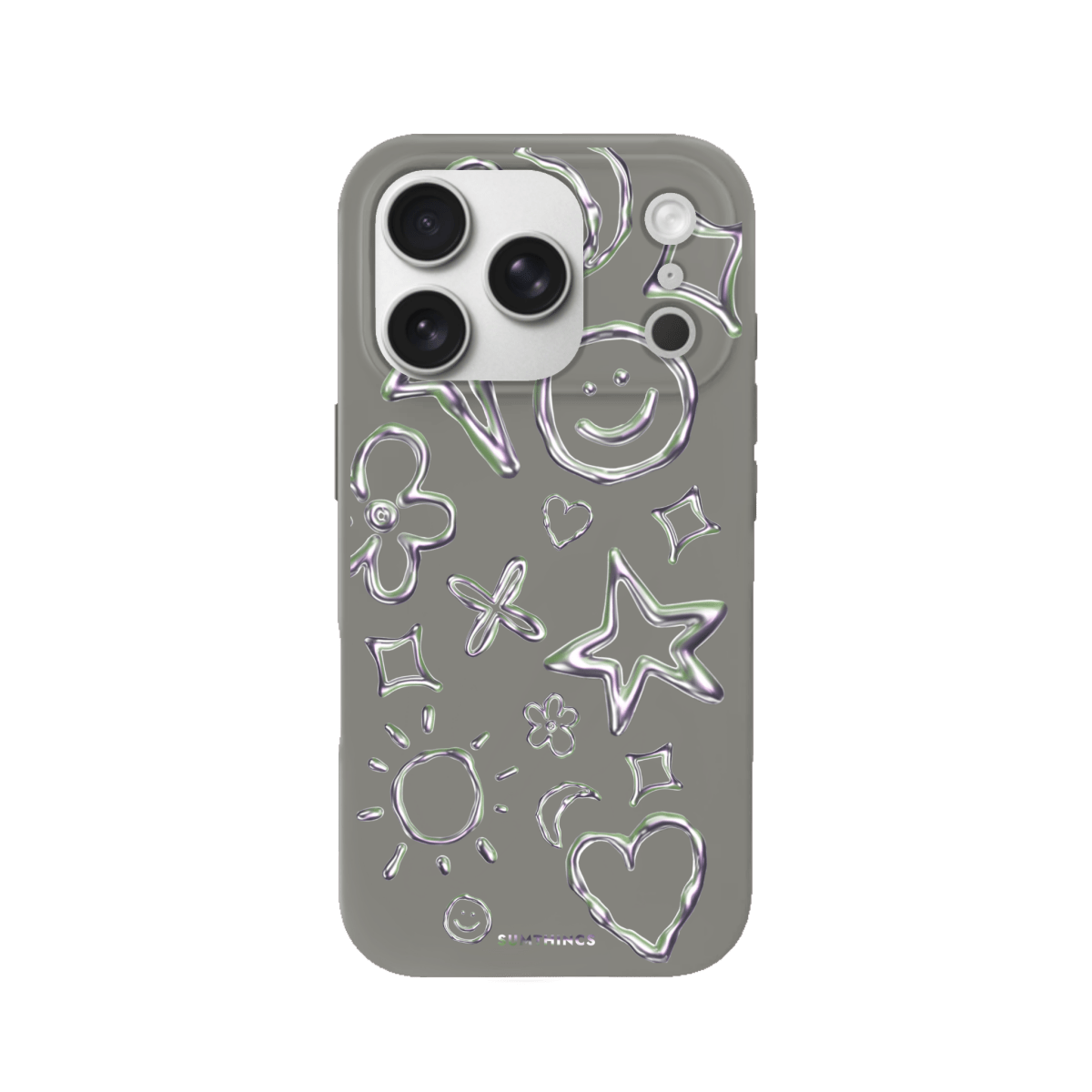 iPhone 17 Pro Silver Doodles Premium Telefon Kılıfı Gri - SUMTHINCS