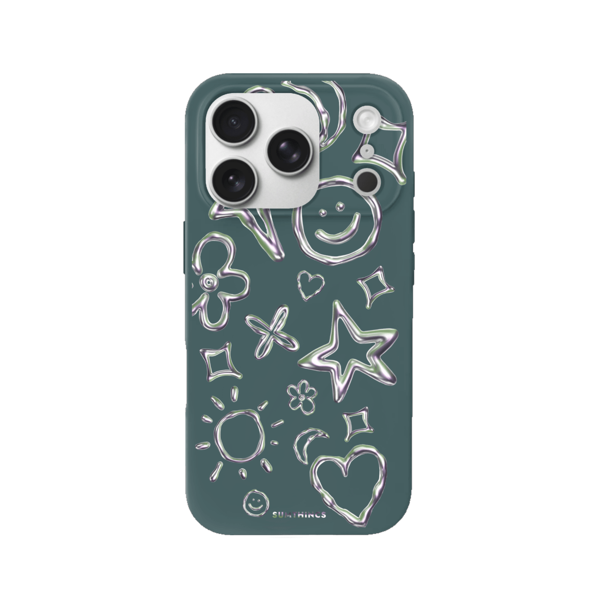 iPhone 17 Pro Silver Doodles Premium Telefon Kılıfı Kaktüs Yeşili - SUMTHINCS