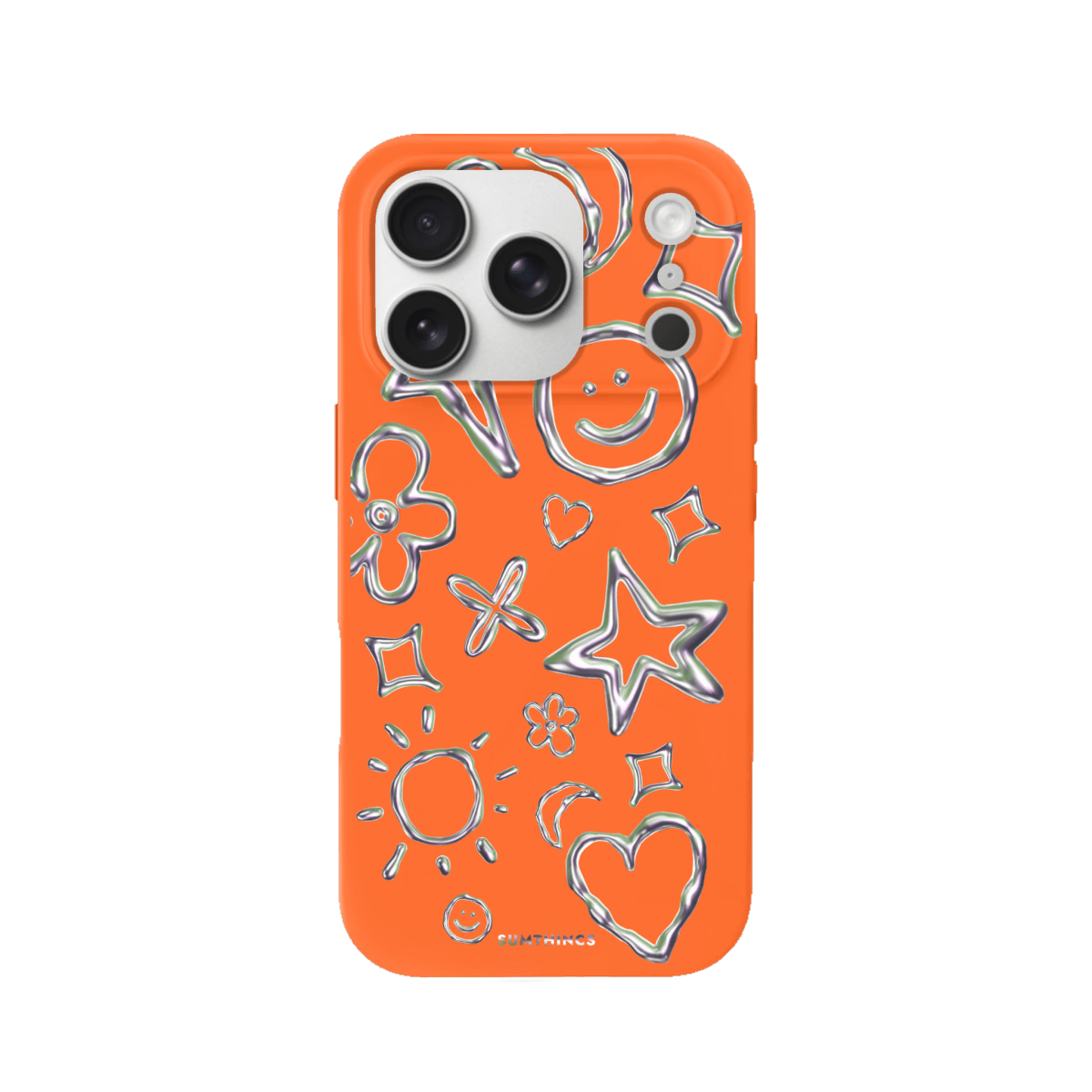 iPhone 17 Pro Silver Doodles Premium Telefon Kılıfı Turuncu - SUMTHINCS