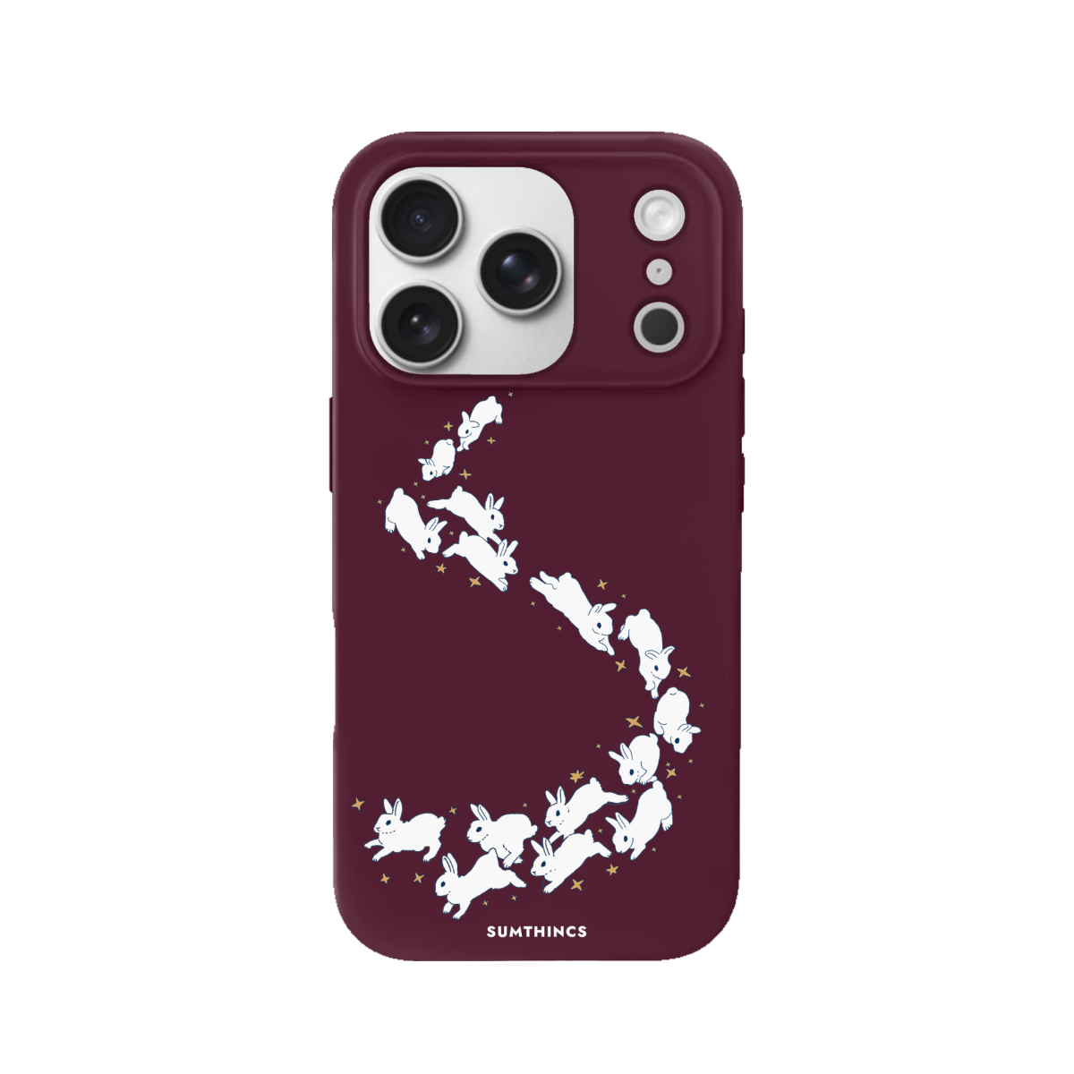 iPhone 17 Pro Starry Bunnies Premium Telefon Kılıfı Bordo - SUMTHINCS