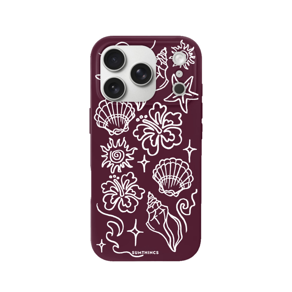 iPhone 17 Pro Summer Sketch Premium Telefon Kılıfı Bordo - SUMTHINCS