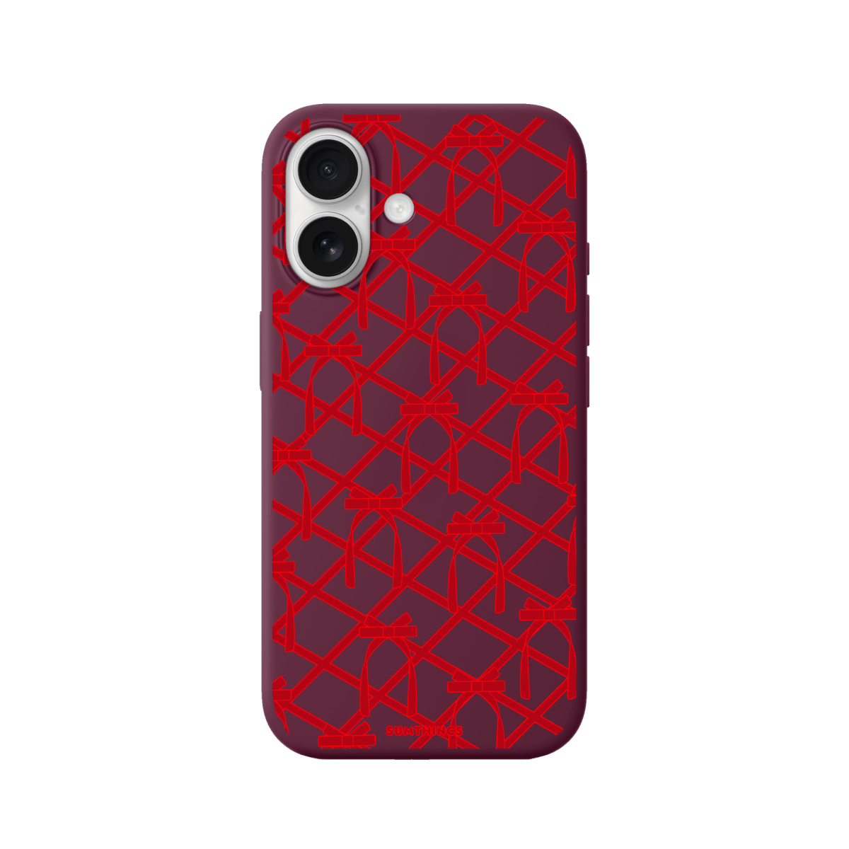 iPhone 17 Ribbon Grid Premium Telefon Kılıfı Bordo - SUMTHINCS