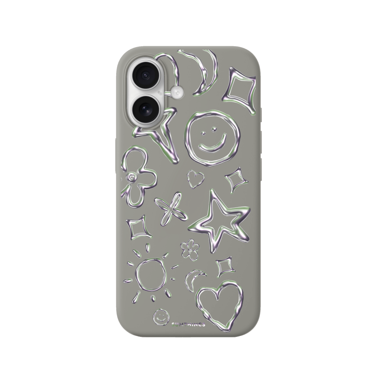 iPhone 17 Silver Doodles Premium Telefon Kılıfı Gri - SUMTHINCS