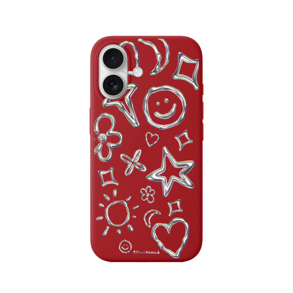 iPhone 17 Silver Doodles Premium Telefon Kılıfı Kırmızı - SUMTHINCS