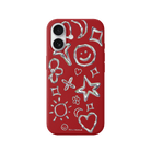 iPhone 17 Silver Doodles Premium Telefon Kılıfı Kırmızı - SUMTHINCS