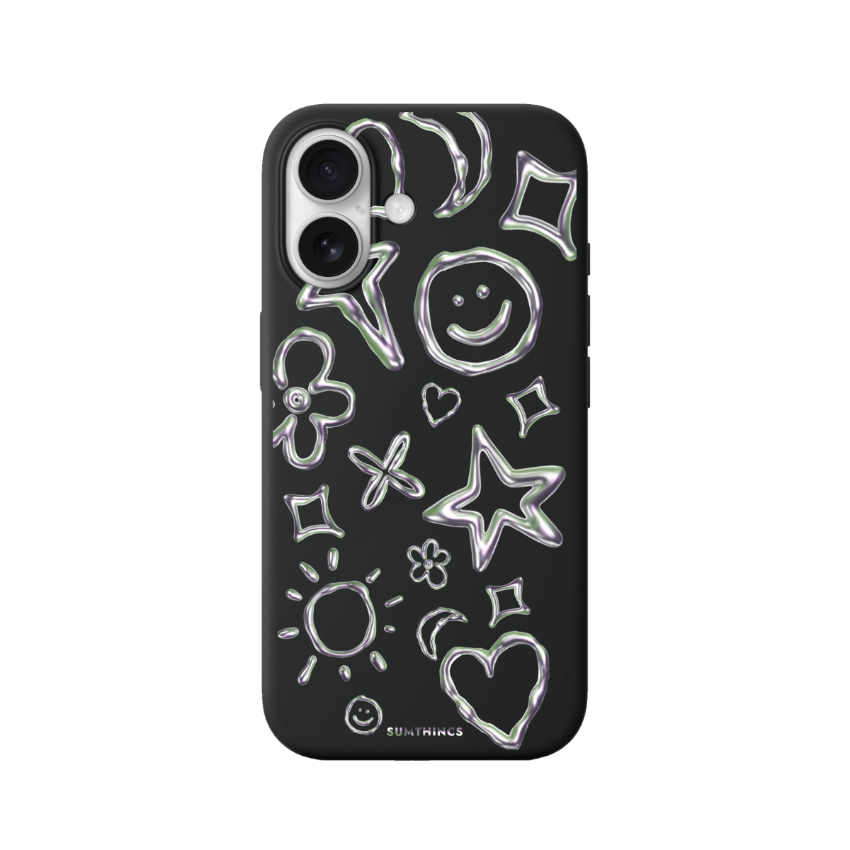 iPhone 17 Silver Doodles Premium Telefon Kılıfı Siyah - SUMTHINCS
