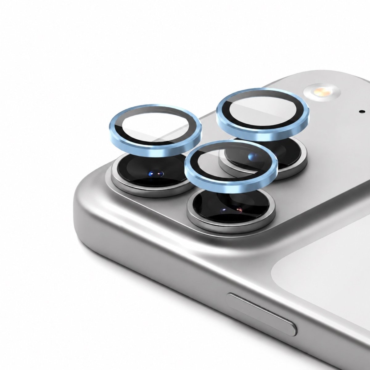 iPhone 18 Pro Max Kamera Lens Koruyucu – Metal Çerçeveli 3'lü Set Mavi - Sumthincs