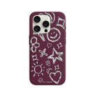 iPhone 7 Plus/8 Plus Silver Doodles Premium Telefon Kılıfı Bordo - SUMTHINCS
