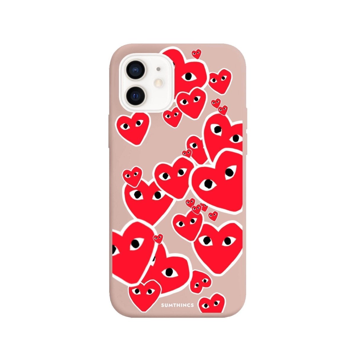 iPhone 7/8/SE 2020 Hearts Premium Telefon Kılıfı Bej - SUMTHINCS