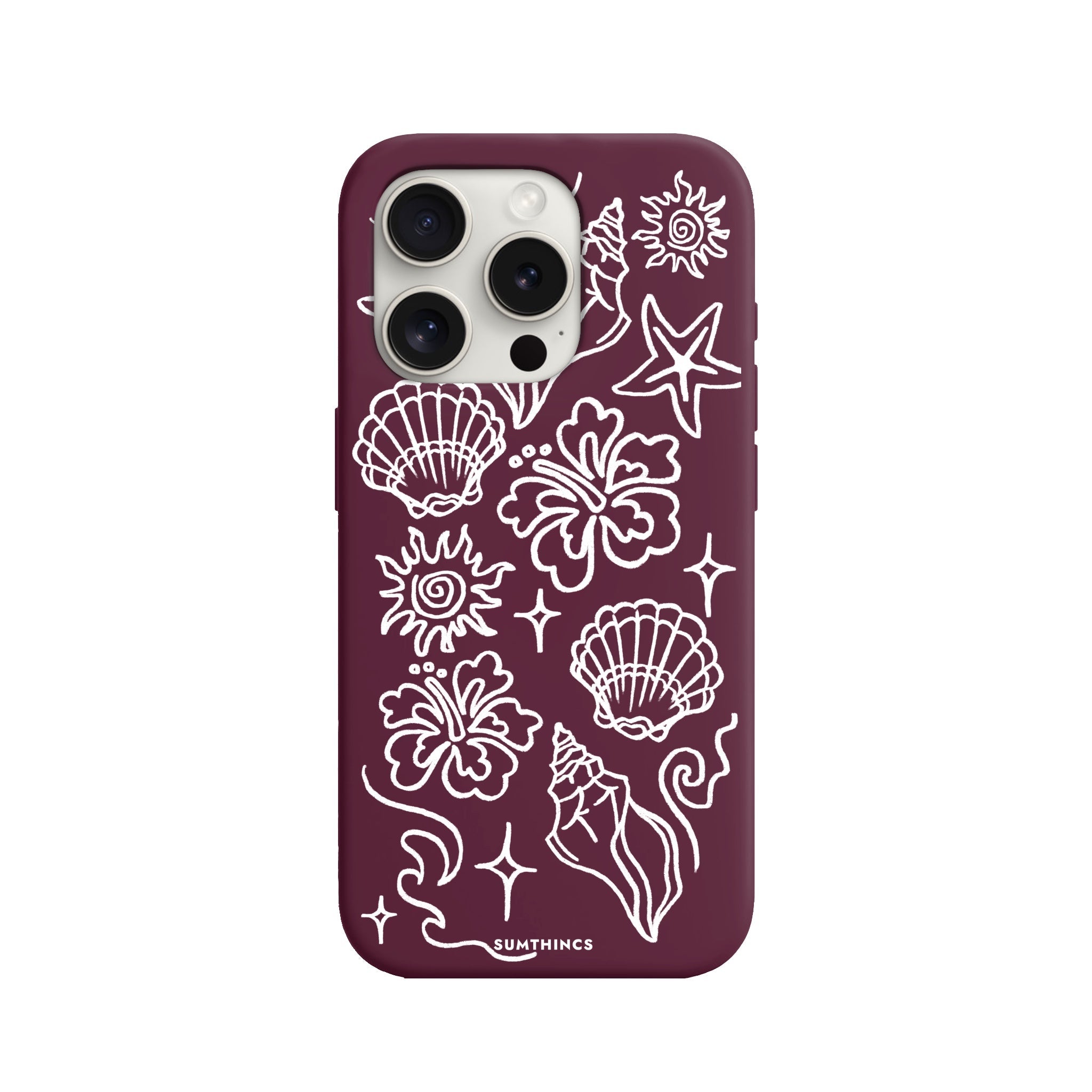 iPhone 7/8/SE 2020 Summer Sketch Premium Telefon Kılıfı Bordo - SUMTHINCS