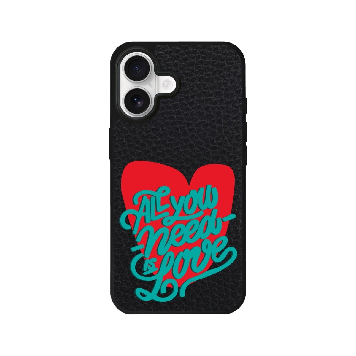 iPhone All You Need Is Love Leather Deri Telefon Kılıfı Siyah - Sumthincs