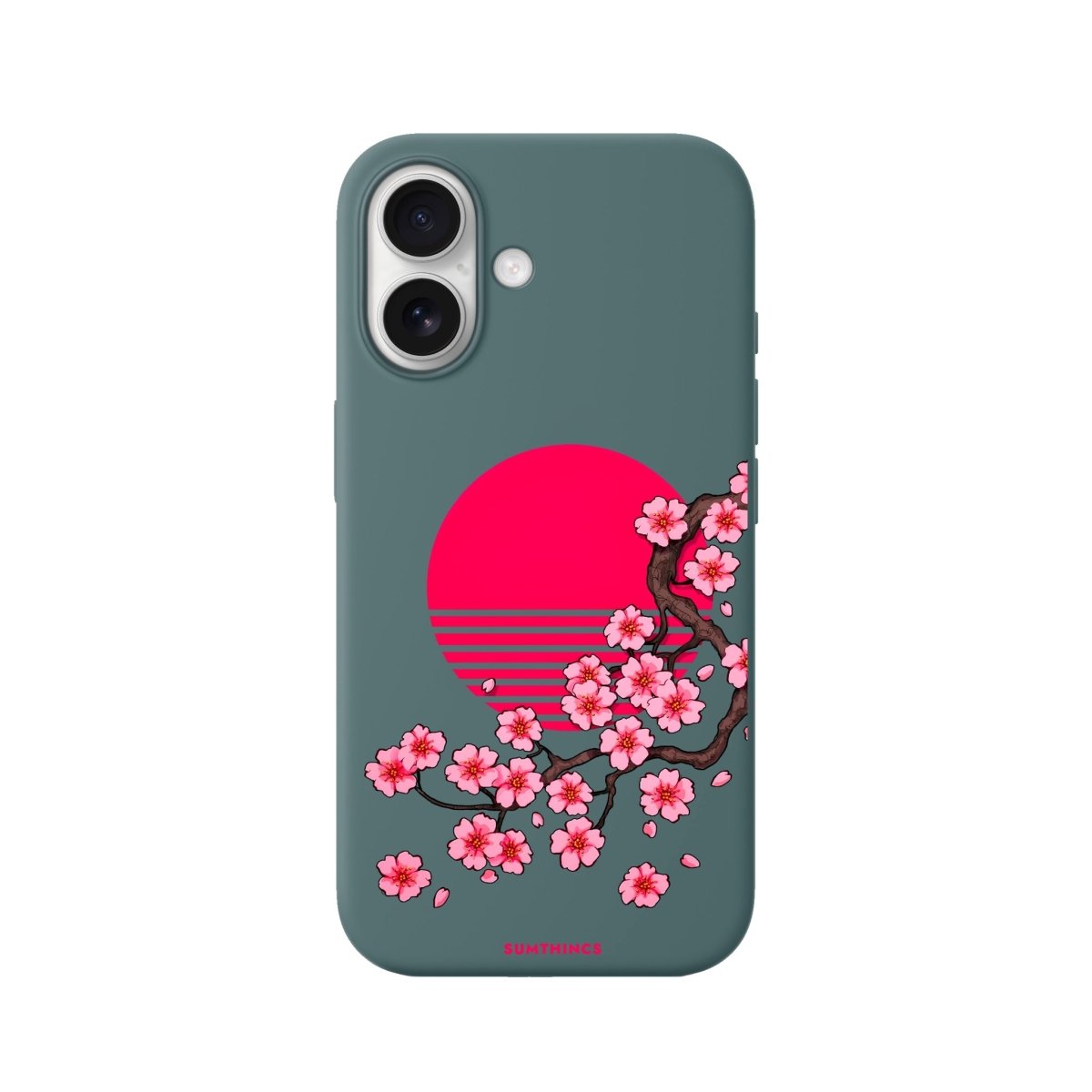 iPhone Cherry Blossom Dawn Premium Telefon Kılıfı Kaktüs Yeşili - Sumthincs