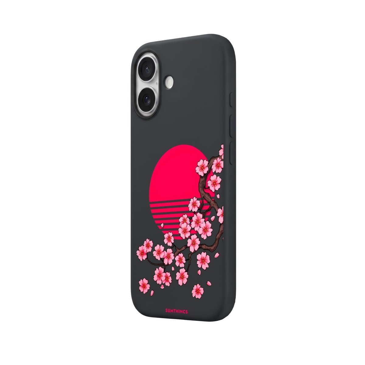iPhone Cherry Blossom Dawn Premium Telefon Kılıfı Bordo - Sumthincs