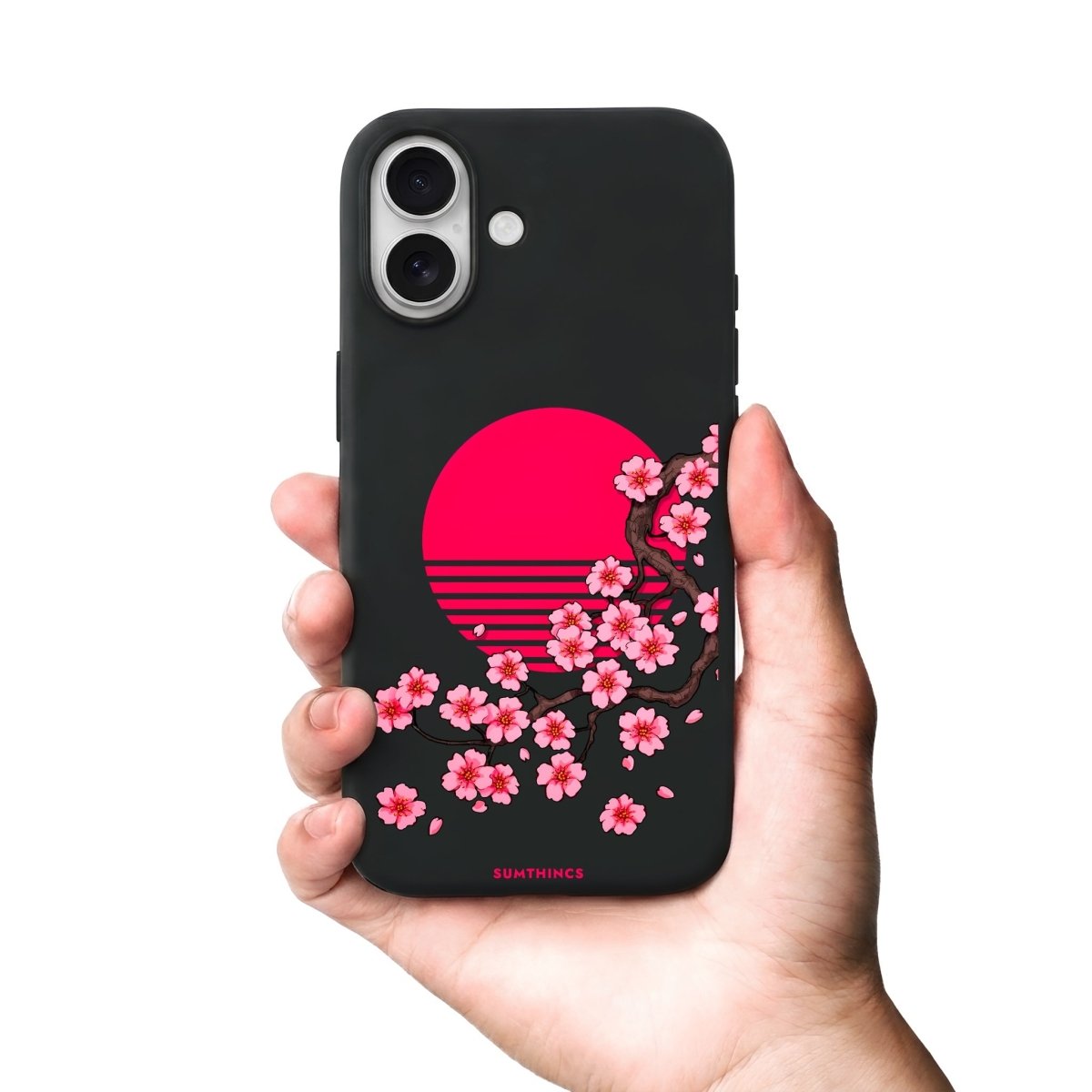 iPhone Cherry Blossom Dawn Premium Telefon Kılıfı Bordo - Sumthincs