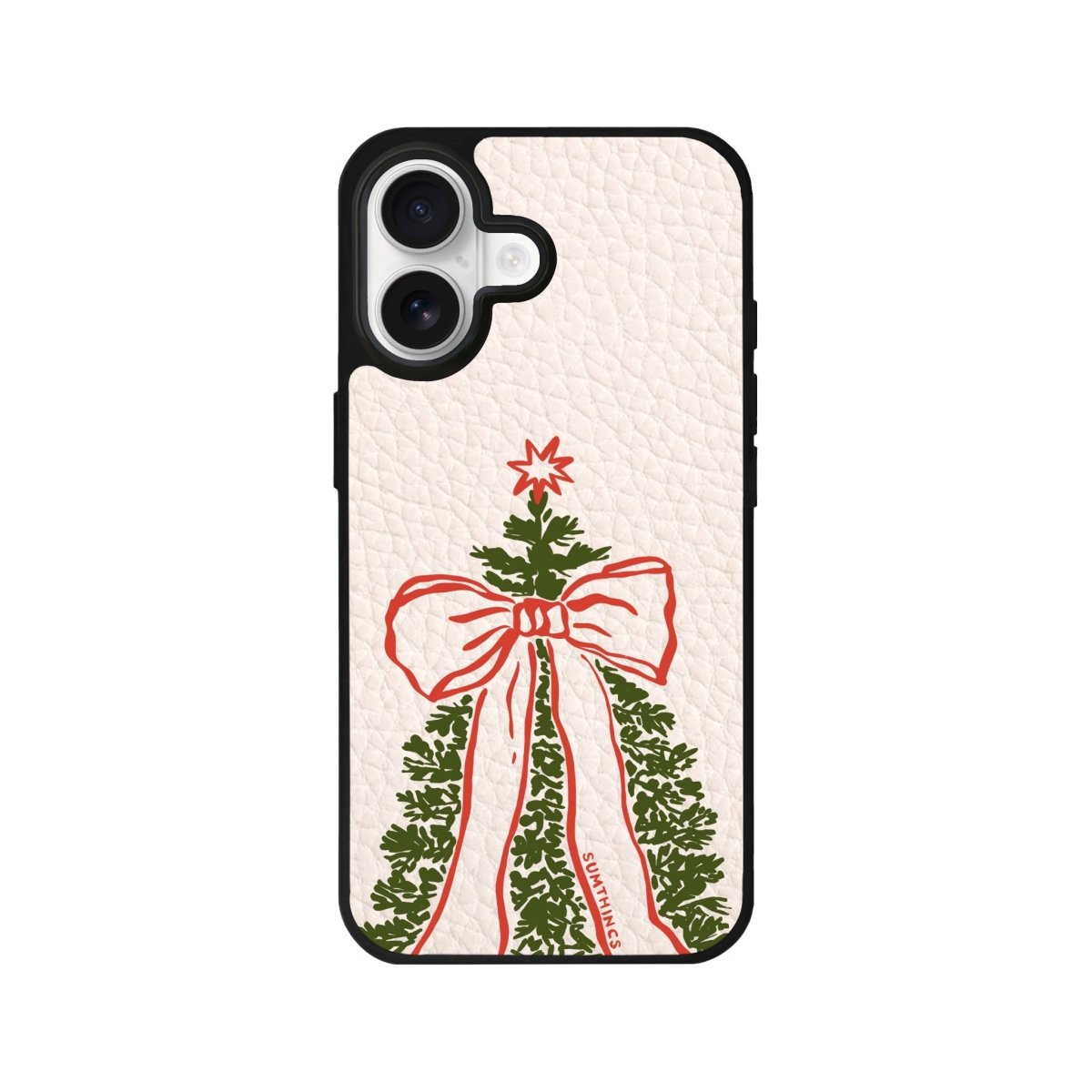 iPhone Festive Ribbon Leather Deri Telefon Kılıfı Bej - Sumthincs