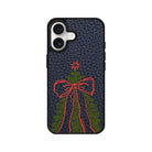 iPhone Festive Ribbon Leather Deri Telefon Kılıfı Pasifik Mavi - Sumthincs